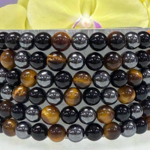 Protection Crystal Healing Bracelet – Tiger Eye, Black Onyx & Hematite
