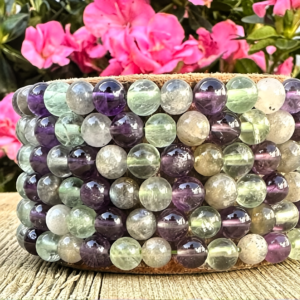 Crown Chakra Crystal Healing Bracelet – Fluorite, Amethyst & Labradorite