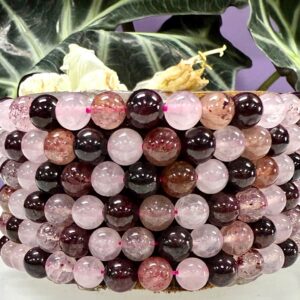 Heart Chakra Crystal Healing Bracelet – Rose Quartz, Garnet & Strawberry Quartz