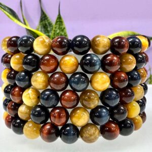 Mixed Tiger Eye Crystal Healing Bracelet – Blue, Red & Honey Tiger Eye