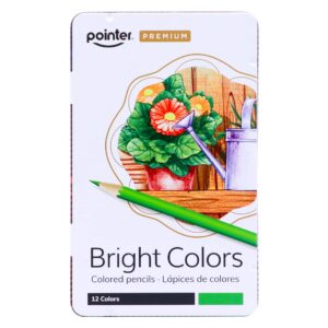 Pointer Premium Colored Pencil Set – 12 Colors (Metal Storage Tin)