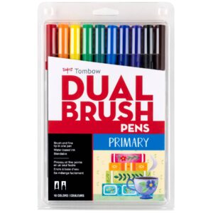 Tombow Dual Brush Pen Set – Primary Colors (10 Pack)
